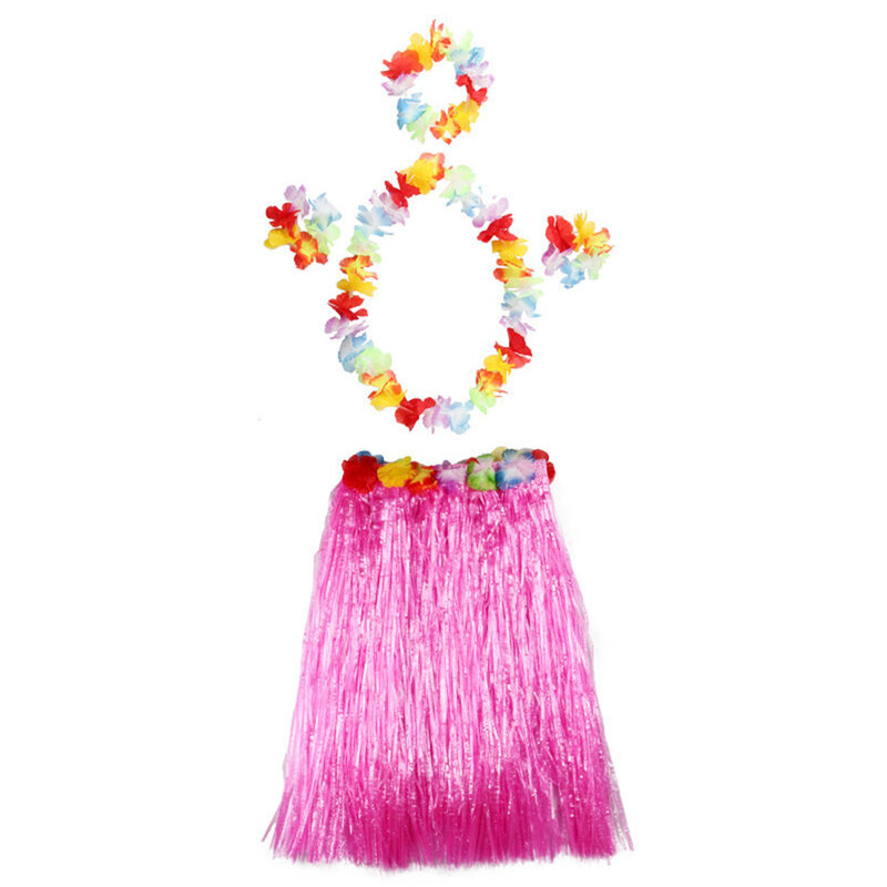 Kostum rok rumput dekorasi plastik liburan bermain gelang bunga setelan mewah karangan bunga anak-anak Lei baru lucu berguna