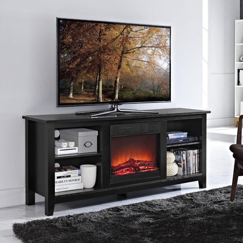 Подставка для телевизора для камина, черная, 58 дюймов