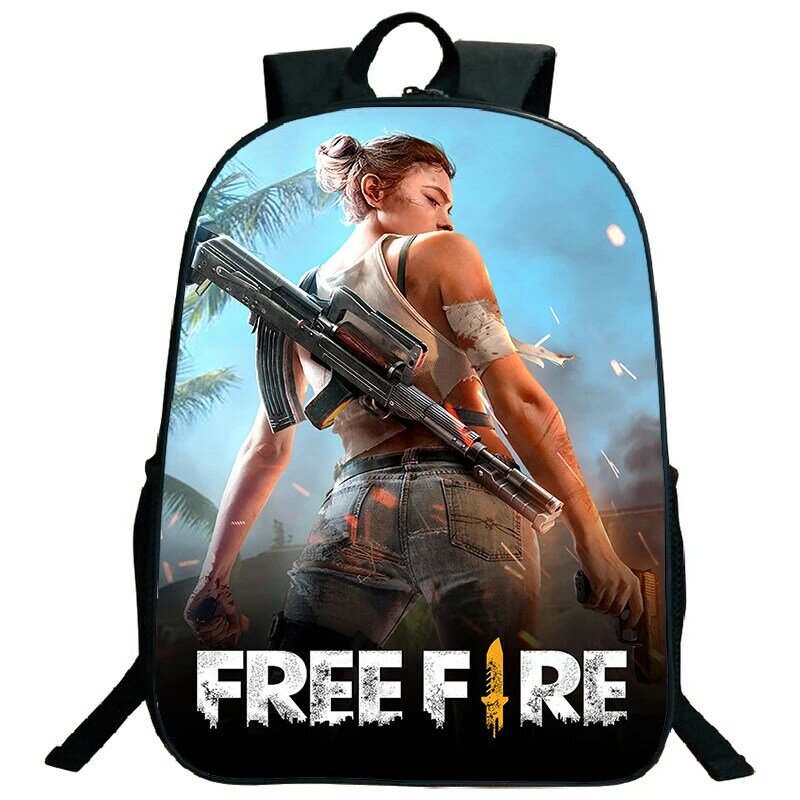 Tas punggung pola api bebas kapasitas besar tas sekolah Video Game tas Laptop anak laki-laki perempuan tas buku nilon tas bepergian tahan air