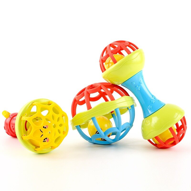 1pc random color Toddler Double-headed Hand Rattles Soothing Hand Grip Rattles Toys Baby Rattle Baby Nibbling Toys Baby Toys 0 -