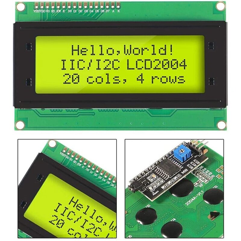 아두이노용 직렬 인터페이스 어댑터 모듈, LCD2004 + IIC/I2C, 20x4 블루 그린 스크린, HD44780 문자 LCD 2004 및 IIC/I2C