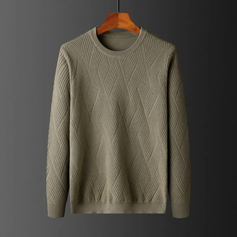 Pullover pria warna polos Retro simpel, kemeja bisnis kasual kerah Sweater rajut pria Korea Streetwear Slim Fit