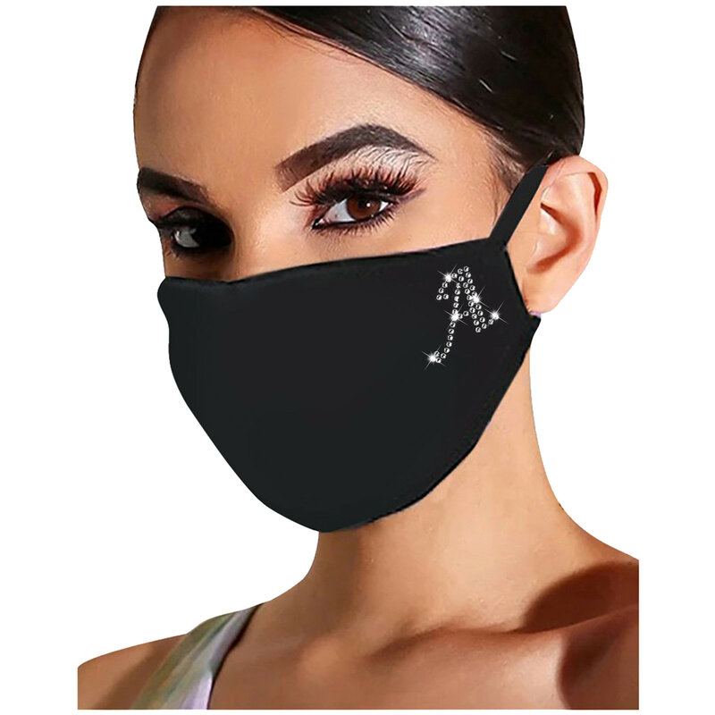 Fashion Rhinestone Adult Protective Mask Cotton Washable And Reusable Black Mask Pressure-Free Mask For Long-Term Wear Maske