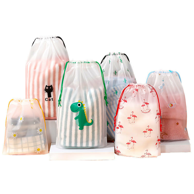 Drawstring Swimming Bags Transparent Beach Seaside Storage Bag Waterproof Dry Clothes Family Outdoor Travel Portable PE Pouch