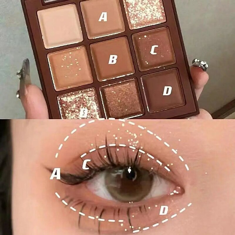 Cioccolato Nine-color Eyeshadow Glitter Powder Pearlescent Matte Earth Color Lasting coreano Jiugongge Eyeshadow Tray