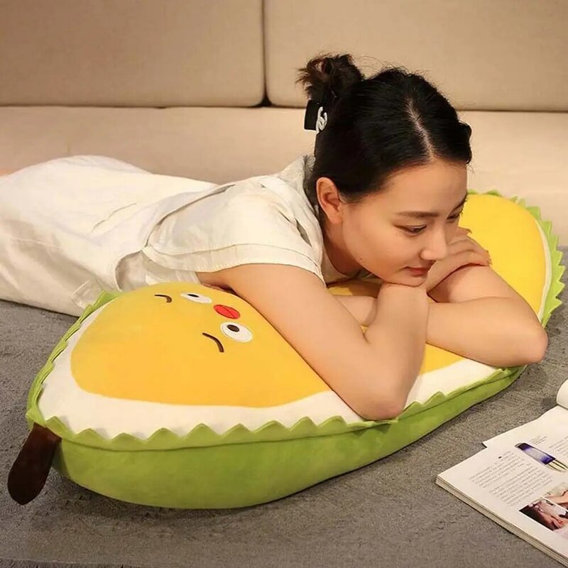 Durian Yellow Chick Plush Toy Cute Stuffed Fruit Long Pillow Down Cotton Funny Food Plushie Gifts for Kids Girl