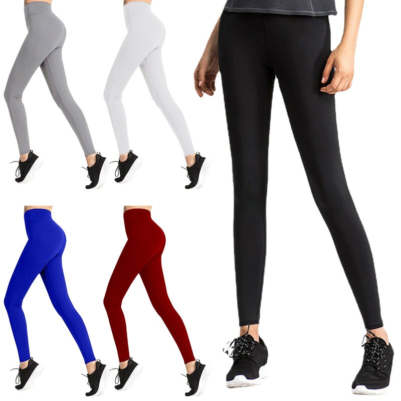 Женские спортивные Леггинсы с сублимационной печатью, однотонные спортивные облегающие брюки, модные эластичные штаны для йоги с высокой талией
