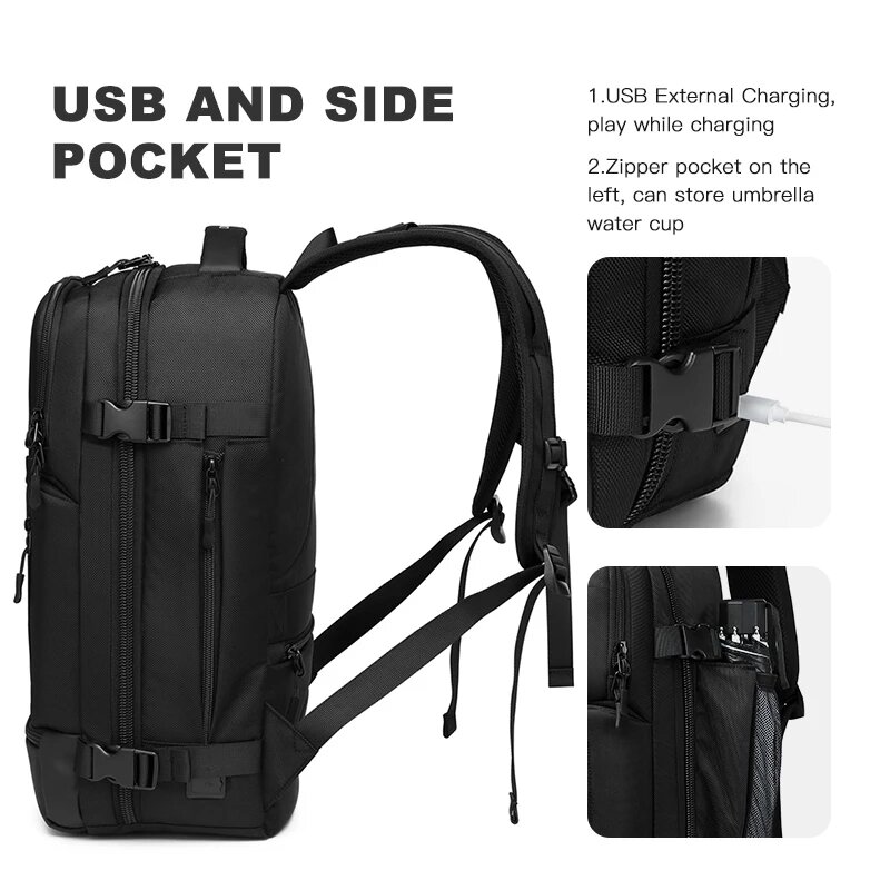 Рюкзак OZUKO мужской большой вместимости, дизайнерский Водонепроницаемый ранец для ноутбука 15,6 дюйма с USB-зарядкой, чемодан для путешествий