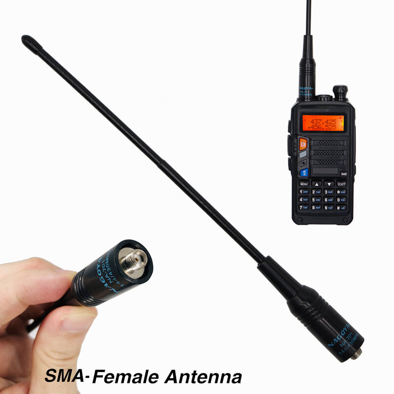 Antena SMA fêmea de alto ganho de banda dupla NA-771 para BAOFENG UV5R UV5RA Radios bidirecionais Flexível Whip Antena Handheld 144/430Mhz