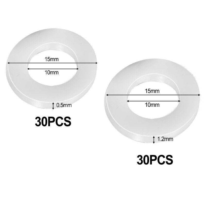 Износостойкие пластиковые кольца для дверных петель, 60 шт., белые, 10 мм, внутренние, 15 мм, внешние, 0, 5 мм и 1, 2 мм в высоту