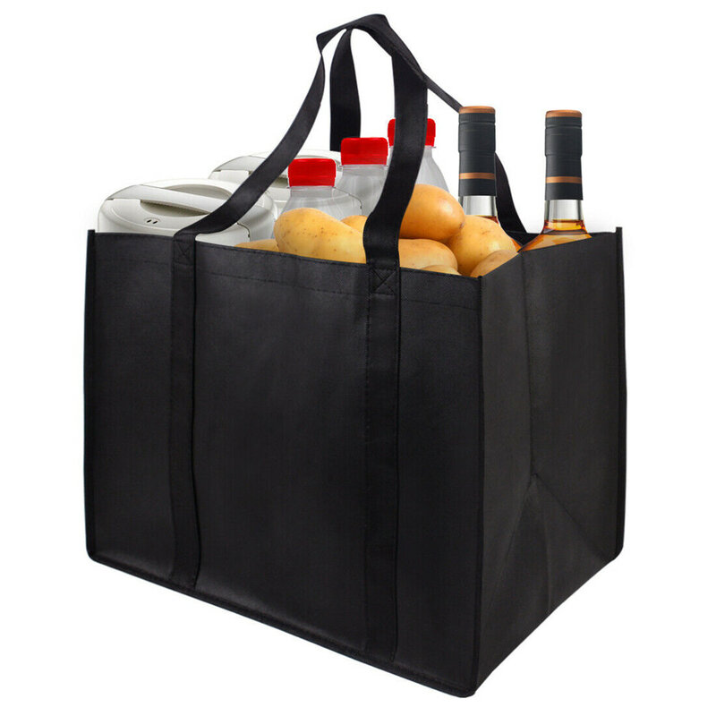 Женская сумка, простые экологически чистые сумки для продуктов, сверхпрочные сумки для покупок, Женская Складная портативная вместительная черная сумка