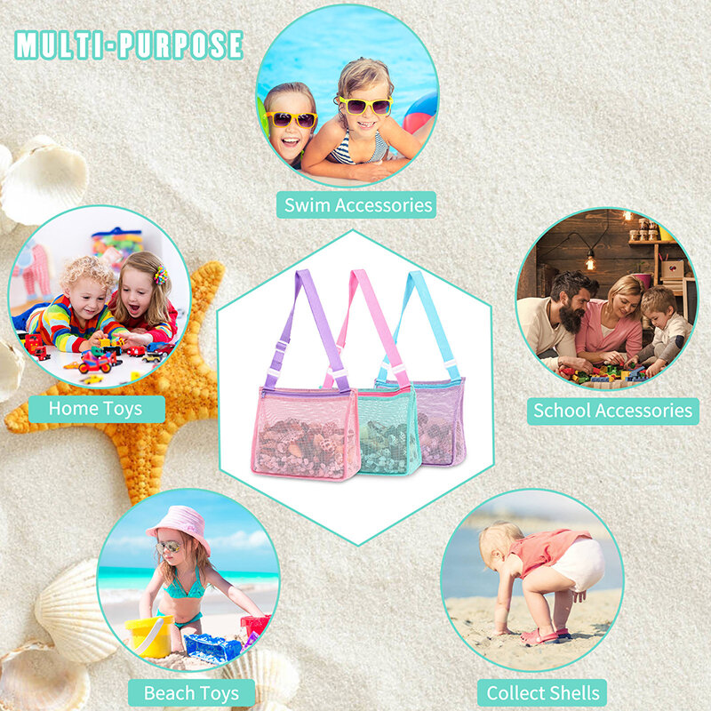 해변 장난감 메쉬 가방 어린이 쉘 보관 가방, 해변 장난감 조개 가방, 메쉬 수영장 가방, 모래 장난감 수영 액세서리, 1PC