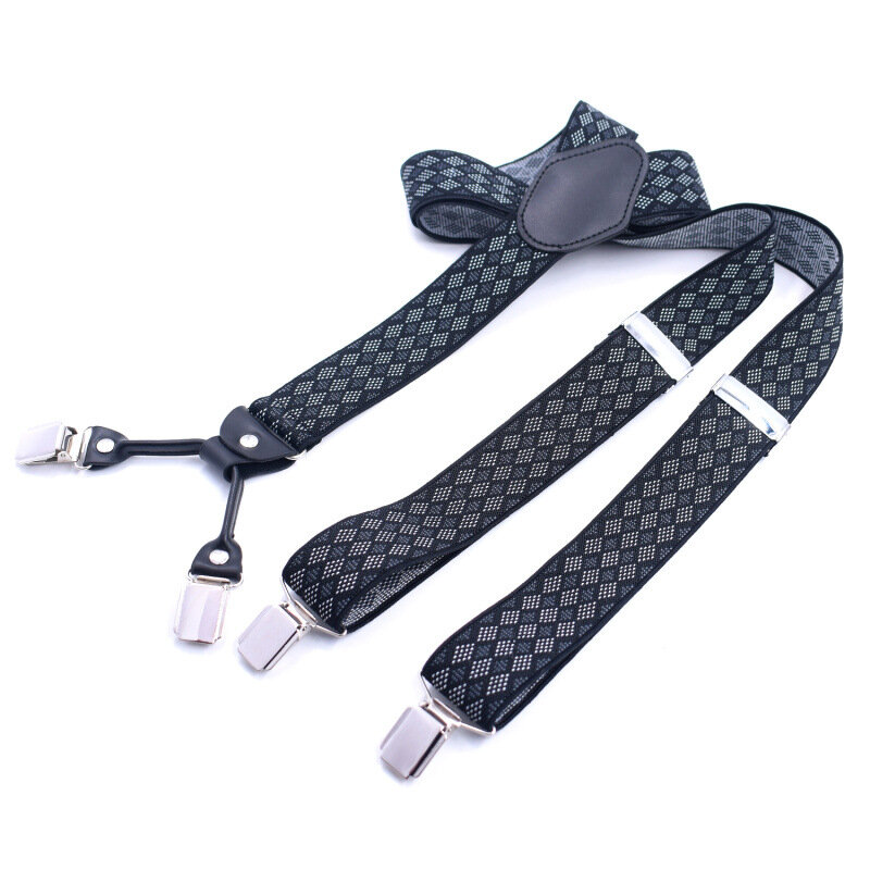 Man's Suspenders Fashion Braces Black Leather Suspenders Adjustable Belt Strap Trousers Suspensorio Father Gifts ligas Y Style