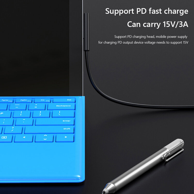 สายชาร์จ15V3A แท็บเล็ต nku USB Type-C ทำงานร่วมกับอะแดปเตอร์ชาร์จในรถยนต์ PD 65W เข้ากันได้กับ Surface Pro 7/6/5/4/3 book/ Book2