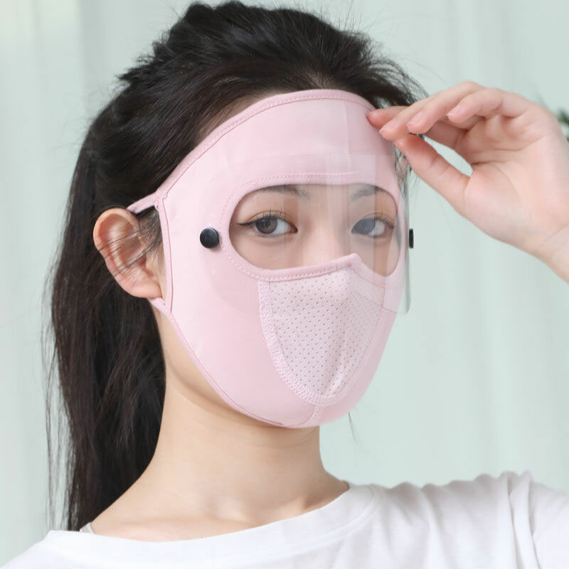 Maschera per la protezione solare in seta di ghiaccio estiva donna anti-uv copertura per il viso ad asciugatura rapida traspirante protezione per il viso da donna fascia per l'orecchio appesa
