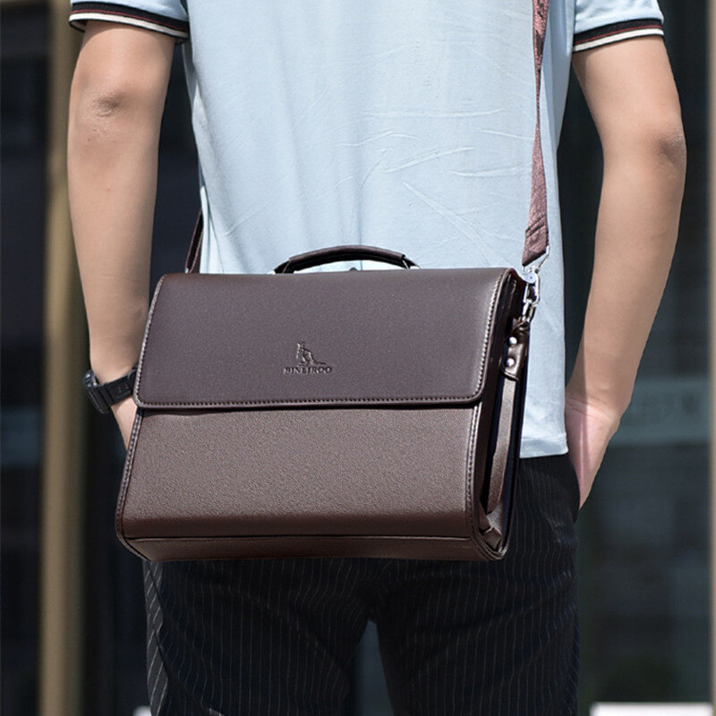 Business PU Leather Men's Briefcase Luxury Flip Man Handbag High Quality Laptop Bag Office Male Shoulder Crossbody Bag