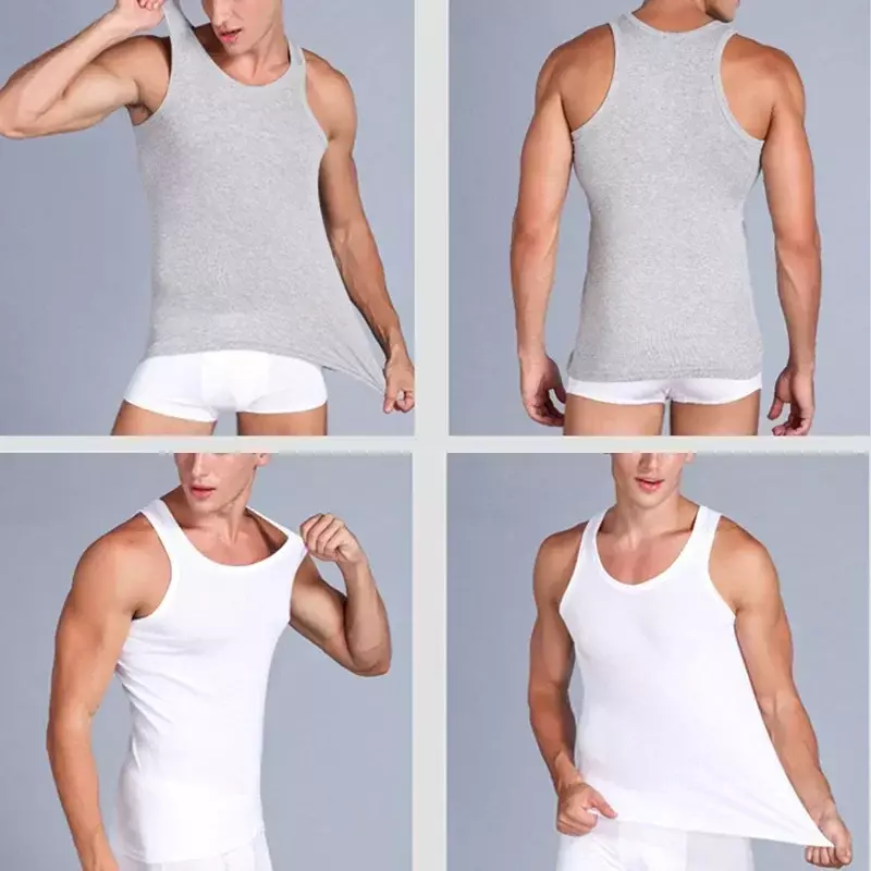 Size Underwear Undershirts Outerwear Black White Elastic Vest Motion Sweatshirt Large Gray Cotton Pure Men's Bodybuilding Male