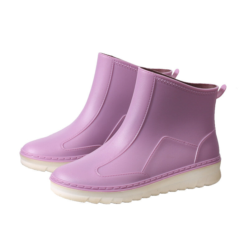 ใหม่แฟชั่นสำหรับผู้หญิงข้อเท้ารองเท้าบูทหน้าฝนกันน้ำ Rainboots PVC Non-Slip Wellies รองเท้าสวนรองเท้าทำงาน