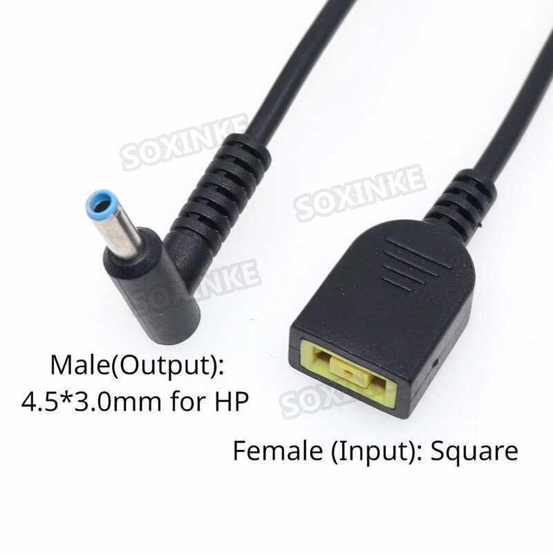Kwadratowy żeński do 5.5 c2.1/7.9x5.0 5/4x1.7mm DC męski Adapter z wtyczką Jack do laptopa Lenovo Thinkpad 15cm