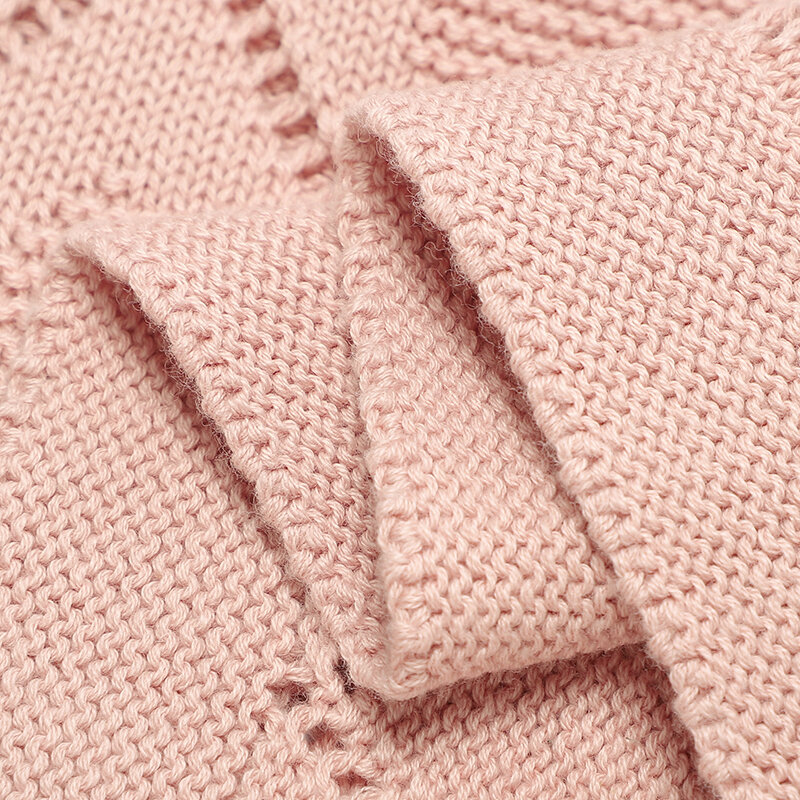 Coperte per bambini lavorate a maglia traspirante neonato ragazza passeggino in cotone biancheria da letto coperture per dormire 90*70cm trapunte per la ricezione del bambino