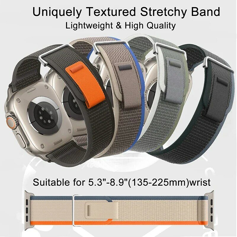Trail Loop para Apple Watch Bands, Pulseira Sport, Smart Ultra 2, 49mm, 44mm, 40mm, 45mm, 41mm, 42mm, 44mm, 49mm, séries 9, 8, SE, 7, 6, 5, 4, 3