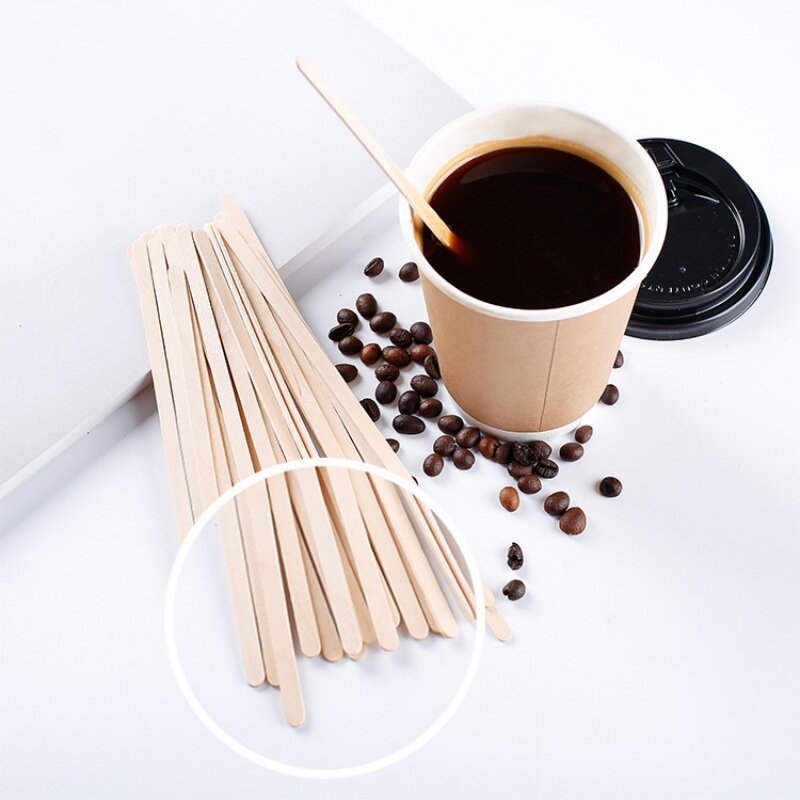 50 Pcs Disposable Wooden Coffee Stirrers Hot Cold Drinking Stir Beverage Sticks For Ice Cream Bars Knife fork spoon