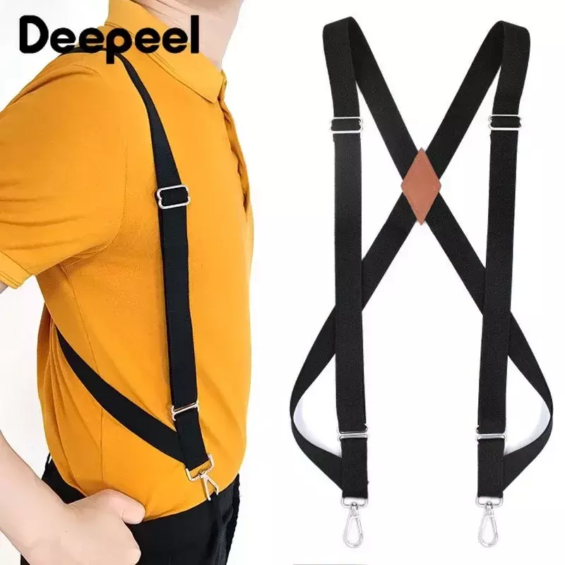 1Pc Deepeel 2.5*125cm Suspensórios largos elásticos dos homens ajustáveis 2 clipes cinta tipo X suspensórios decorativos masculino Jockstrap