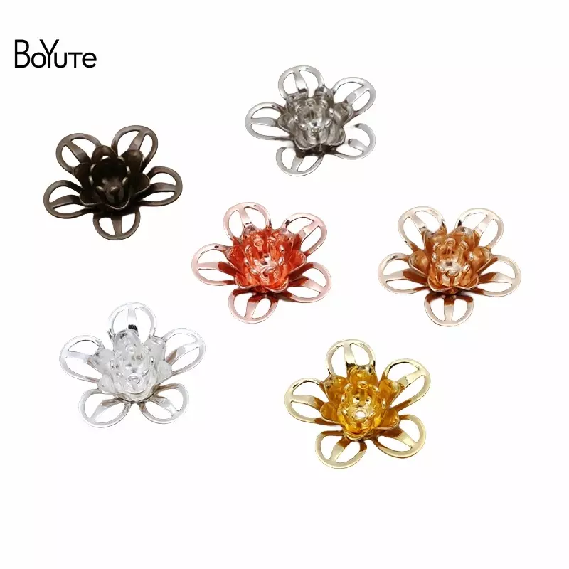 BoYuTe (50 pezzi/lottp) 18*7MM materiali floreali in ottone a tre strati in metallo fatti a mano accessori per gioielli fai da te all'ingrosso