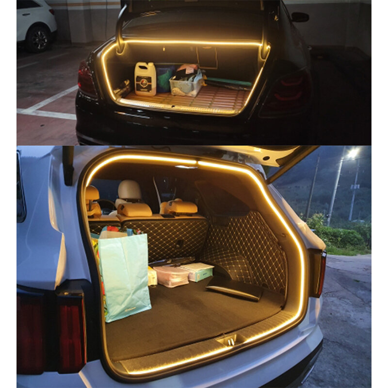 Universal 12V 5M Frunk กระจ่างใสแถบไฟ LED ปรับเปลี่ยน Ambient Lighting สำหรับ Tesla รุ่น3 Y ยืดหยุ่น Trunk Camping Stall lingting