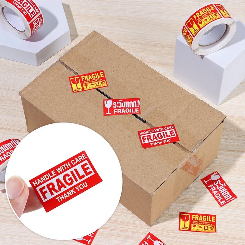 250 pezzi/rotolo adesivi per etichette di avvertenza fragili si prega di maneggiare con cura per la spedizione di merci etichette Express etichetta speciale per etichette di imballaggio