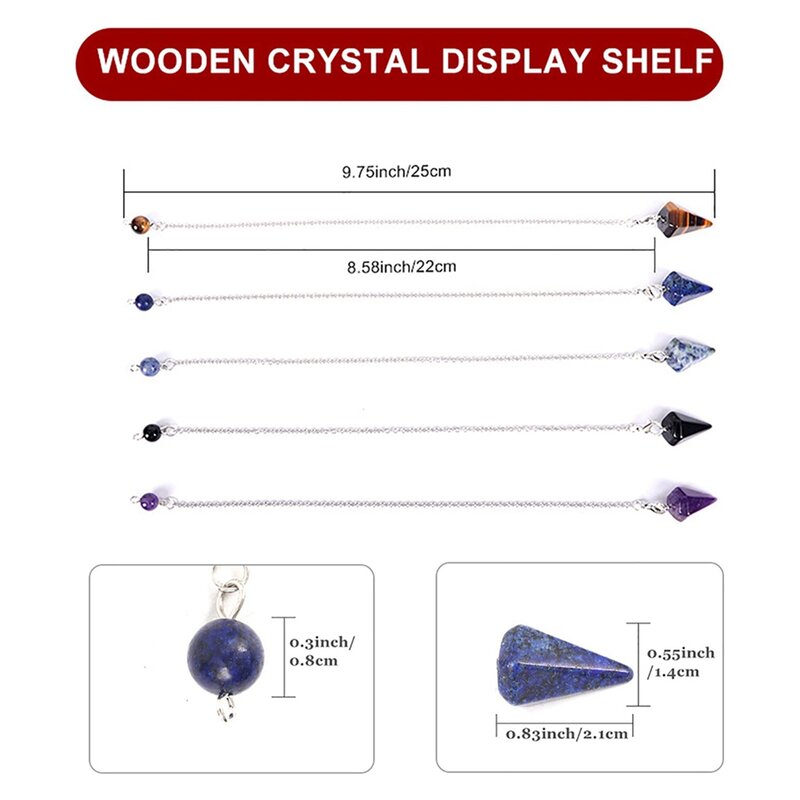Espositore a pendolo in legno espositore a pendolo rabdomante supporto in cristallo Wiccan in legno organizzatore regalo di stregoneria