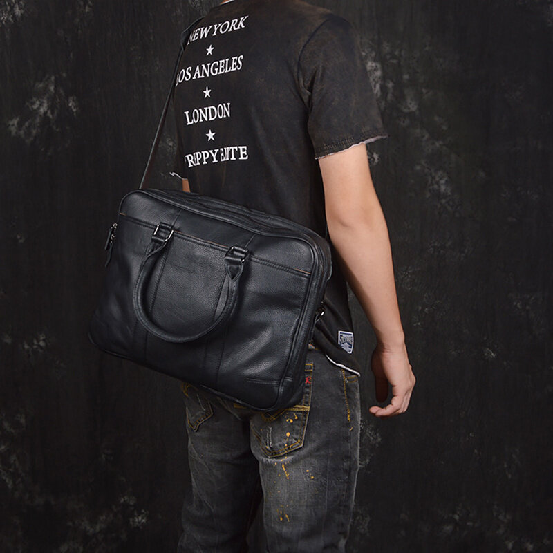 Портфель мужской кожаный для ноутбука, сумка-мессенджер для офиса
