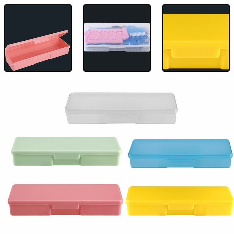 Caja de almacenamiento de herramientas de uñas de plástico rectangular, contenedor organizador de tornillos para almacenar artículos de arte de uñas, 18,8 cm x 7cm x 3cm