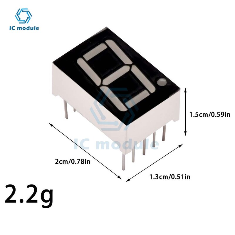 5PCS 0.56inch LED display 7 Segment Common Cathode 1Bit Digit Tube Blue