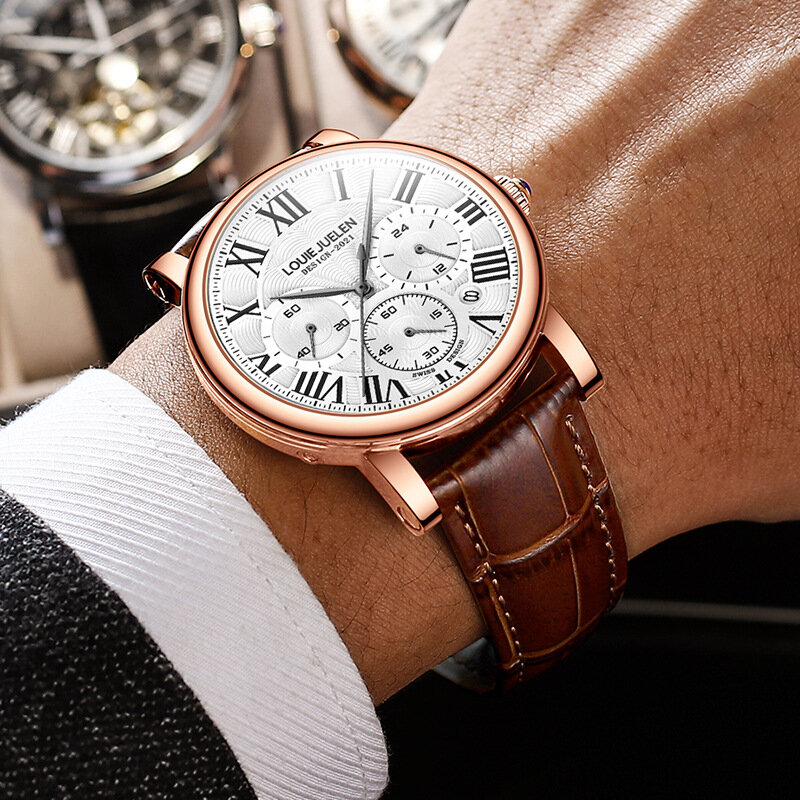 2022 nova marca de luxo multifuncional relógios masculinos negócios relógio três olho seis agulha moda homem relógio quartzo