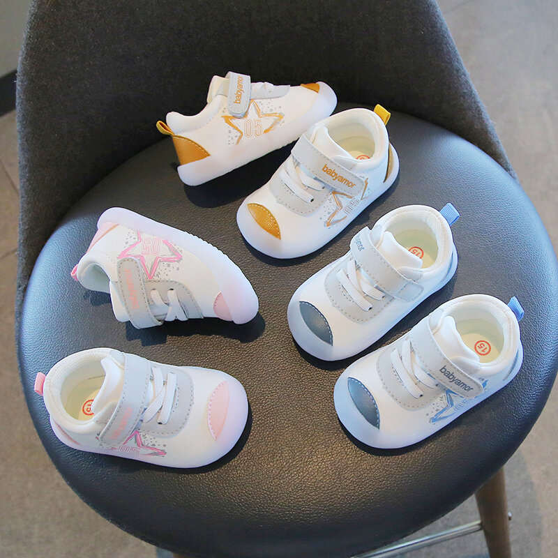 Zapatos impermeables con suela de goma antideslizante para bebé, niño y niña, zapatillas informales para interior y exterior, estrellas, primavera y otoño