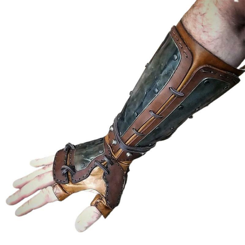 Bracciale da braccio medievale Vambrace bracciale da polso in pelle bracciale vichingo bracciale da braccio per uomo donna bracciali Cosplay