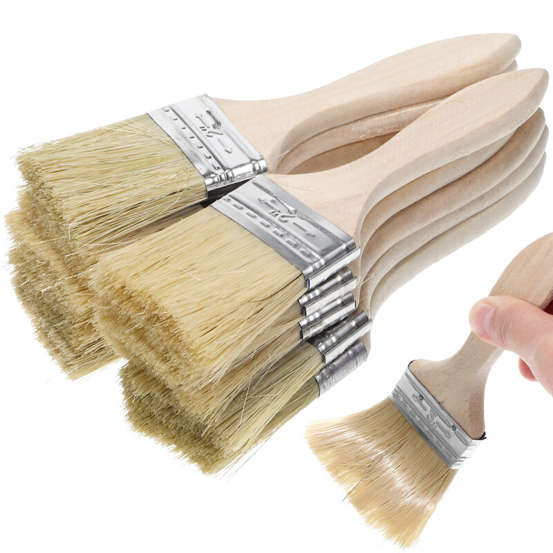 Espessamento de madeira Handle Paint Brush, Decorações de casa para casa, Manteiga Misturada Pintura De Seda, 10 Pcs
