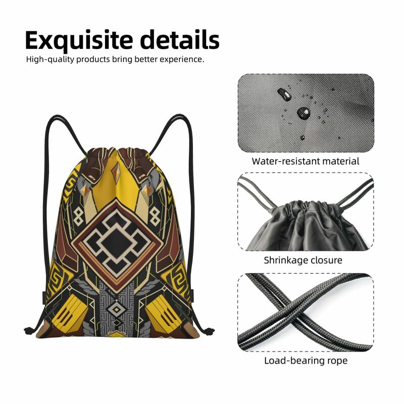 Zhongli Genshin Impact Drawstring Bag para Mulheres, Mochila de Ginásio Esportivo Dobrável, Treinamento de Videogames, Mochilas De Armazenamento, By Jonetsu Store