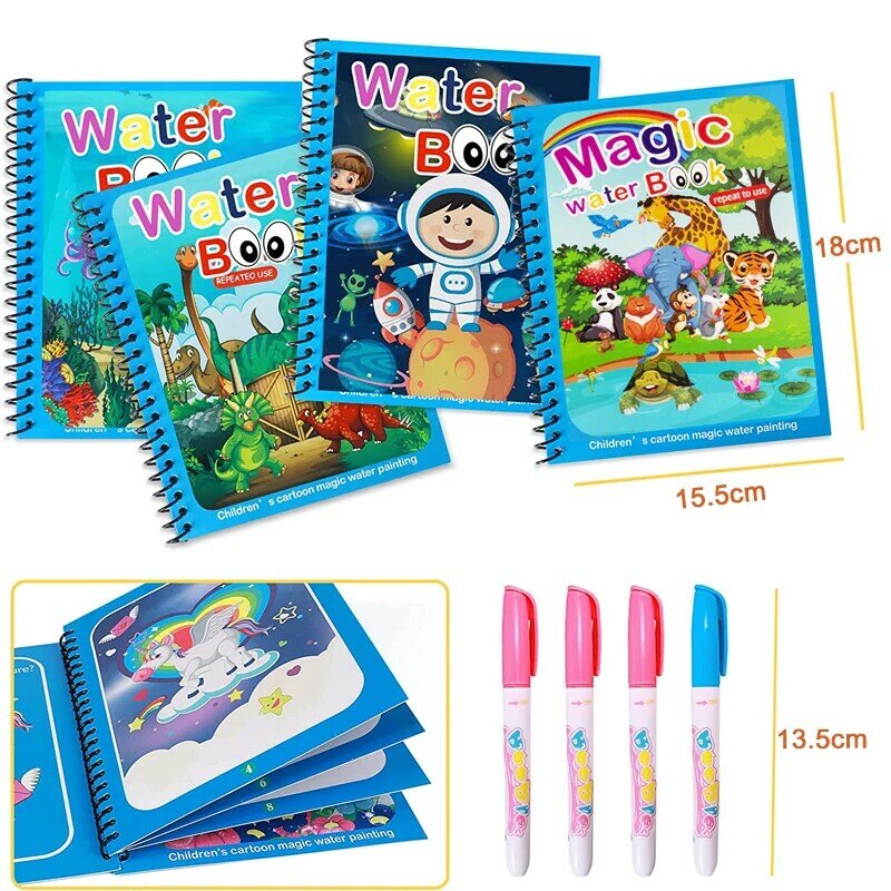 Montessori Speelgoed Magische Water Tekening Boek Kids Educational Games Schilderijen Kinderen Kleurplaten Voor Baby 'S Van 1 Jaar Tot 3 Speelgoed