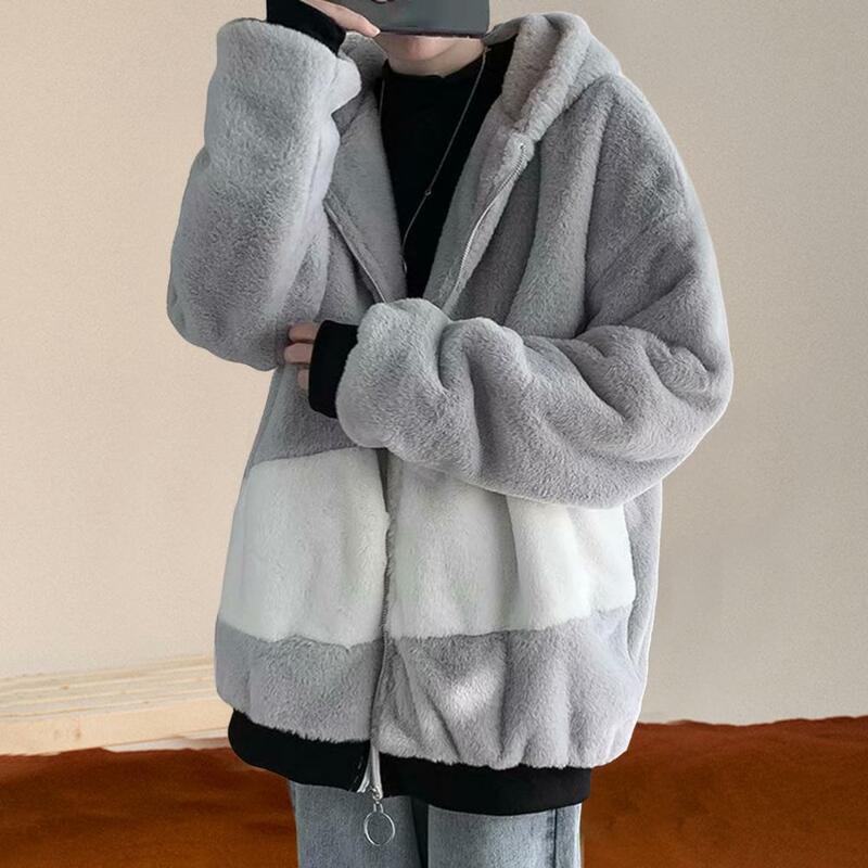 남성용 편안한 헐렁한 맨투맨 코트 재킷, 대비 색상 유지, 가을 겨울, 인기