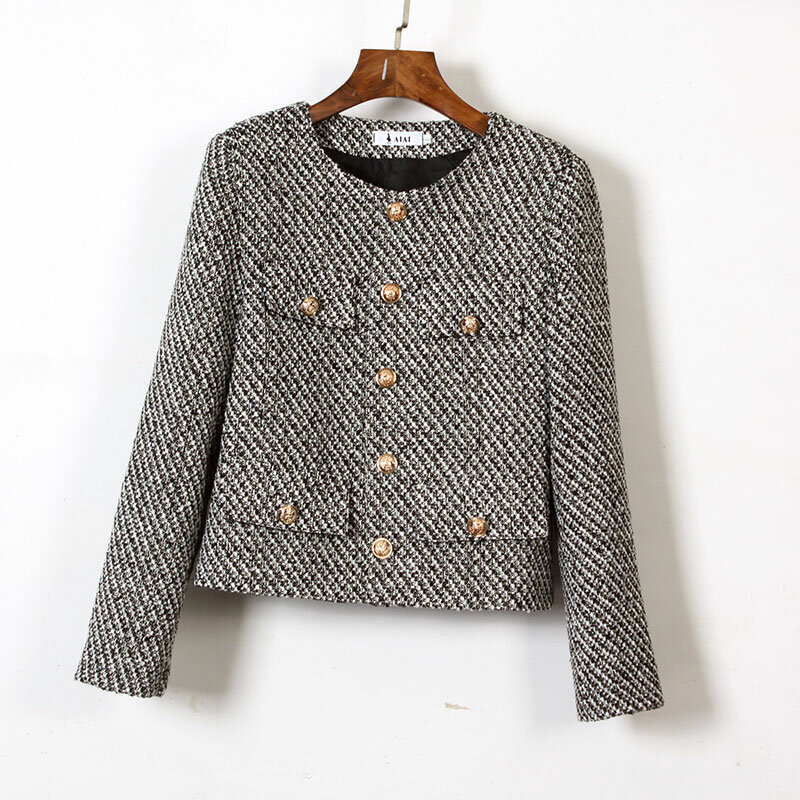 Giacca da donna piccola fragranza Tweed Cardigan cappotto Top 2024 autunno inverno corto coreano moda donna abbigliamento temperamento Top