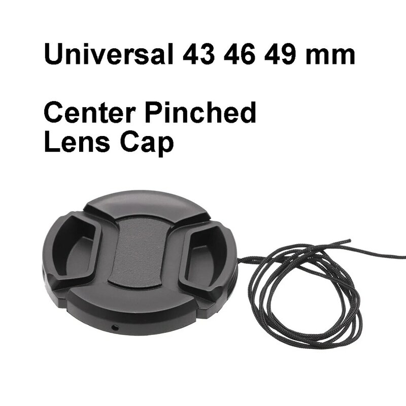 Universal 43 mm 46 mm 49 mm Center Pinch Snap-on Front Lens Cap For Canon Nikon Sony Fujifilm Panasonic Camera