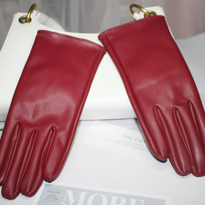 Женские перчатки из ПУ кожи, зимние теплые ветрозащитные водонепроницаемые разноцветные элегантные стильные перчатки для вождения и велоспорта