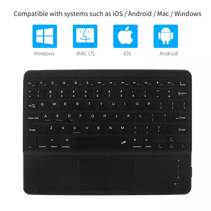 タッチパッド付きユニバーサルワイヤレスゲーミングキーボード,10インチタブレット,Android, Windows, iPad,電話,オフィス,Bluetooth