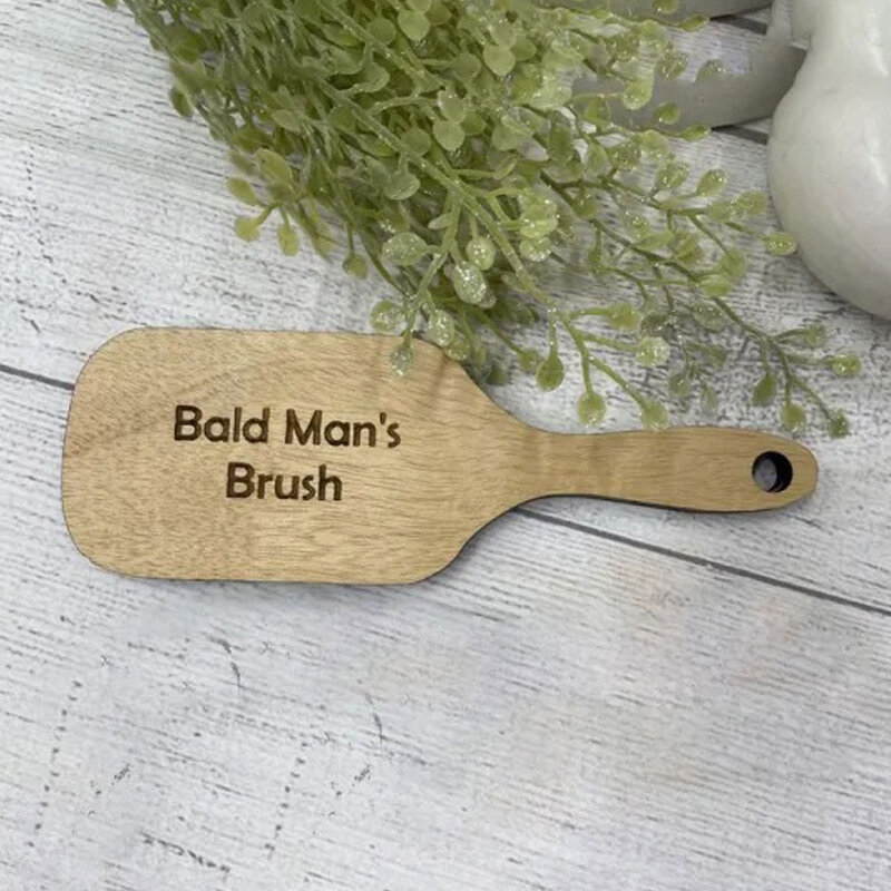 Funny Bald Man Comb Wooden Hairless Combing Brush Anti-Static Hair Dress Styling Tools No Bristle Hair Brush Gift for Friends