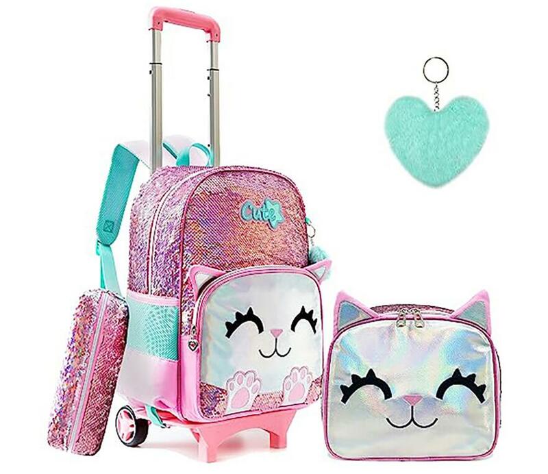 Школьный рюкзак на колесиках для девочек, ранец на колесиках для детей