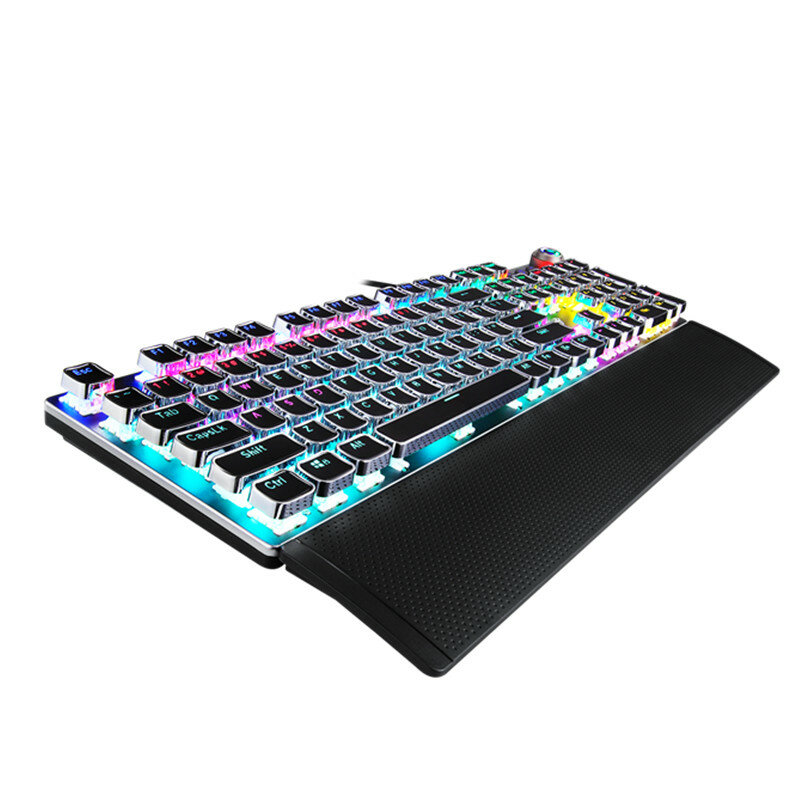 لوحة مفاتيح ميكانيكية سلكية RGB بإضاءة خلفية ، بانك عتيق ، أغطية مفاتيح دائرية ، لوحة مفاتيح للألعاب للكمبيوتر الشخصي ، الكمبيوتر المحمول ، الكمبيوتر اللوحي