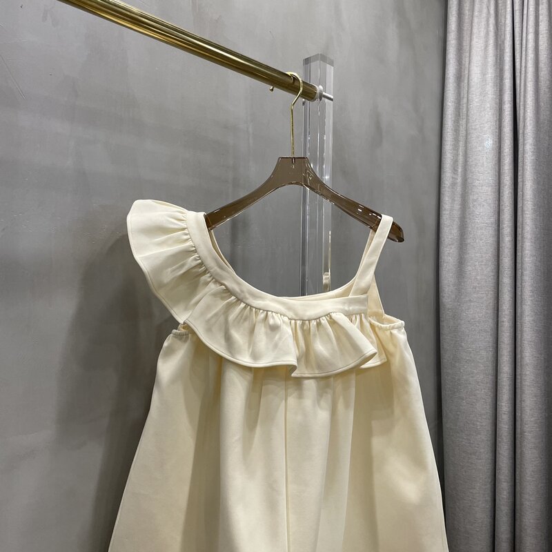 Petite robe à volants irréguliers pour femmes, vêtements pour femmes, jaune, printemps, été, nouveau, 2024, 0302