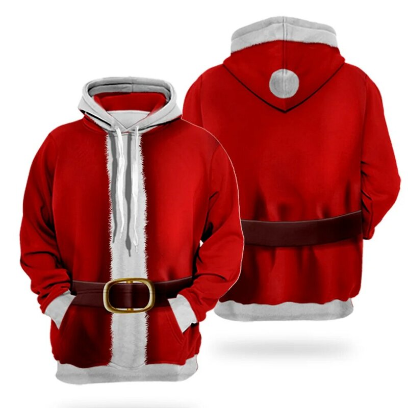 2023, праздничная одежда для родителей и детей с Санта-Клаусом, топы для косплея из полиэстера, пуловер с длинным рукавом и 3D принтом, Рождественская Толстовка Унисекс